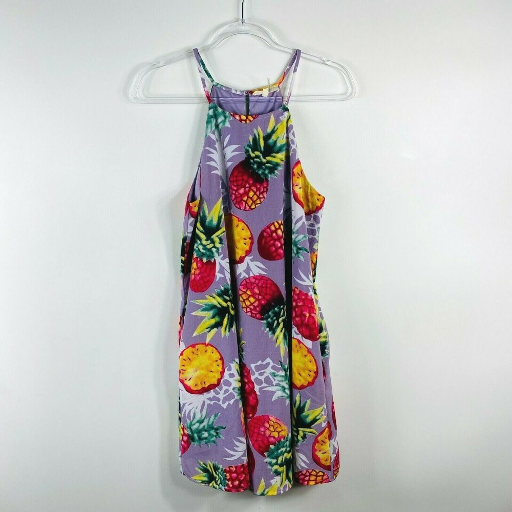 Entro Purple Pineapple Print Mini Dress